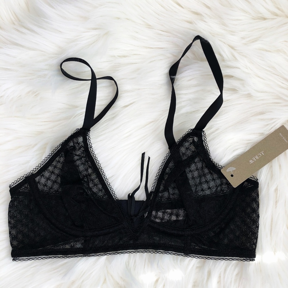 J. Crew Black Sheer Lace Sexy Underwire Bra 32 A - Picture 3 of 8